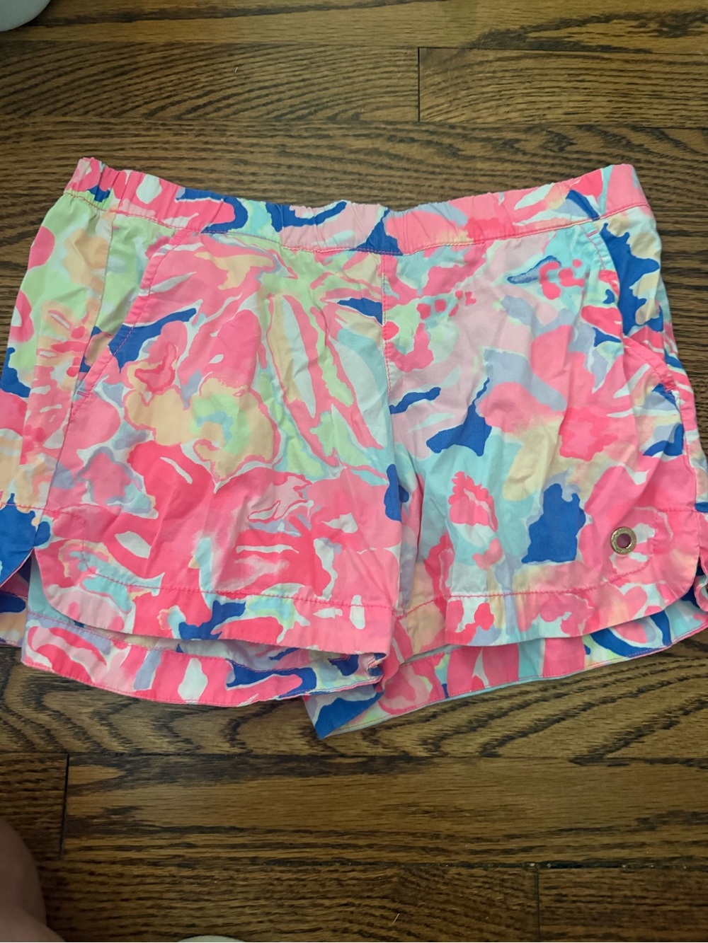 Lilly Pulitzer Neon Coral & Blue Print Athletic Shorts